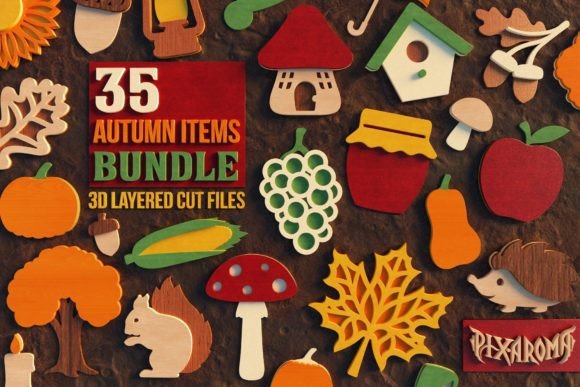 35 Autumn Items - 3D SVG Bundle for Fall Blog Design
