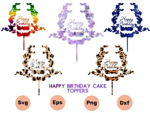 3D SVG Happy Birthday Cake Toppers for Laser Cutting Projects