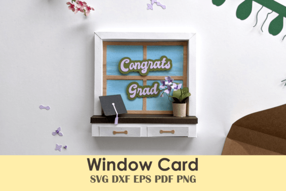 3D SVG Shadow Box Card: Window Greeting Card with Orchid for Digital Sellers