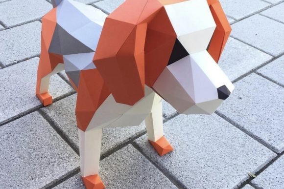 Beagle Paper Sculpture: A 3D SVG Animal Design for Brand Storytelling