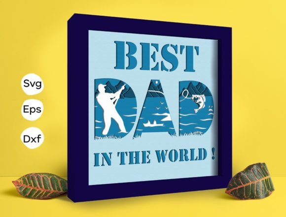 Best Fishing Dad Papercut Light Box: 3D SVG for Coastal Branding & Shadow Box Appeal