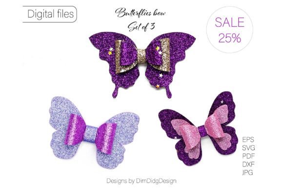 Butterfly Bow SVG SET of 3 Hair Bow – 3D SVG for Crafters & Etsy Sellers