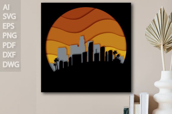City 3D Shadow Box 2 Paper Cut SVG File: A Laser-Cut Design for Modern Branding and Marketing