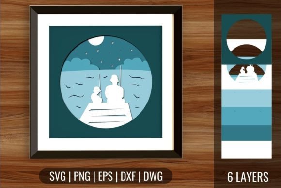 Dad Fishing Shadow Box SVG: A 3D SVG Design for Lifestyle and Niche Editorial Use