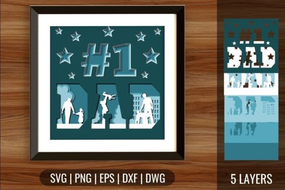 Dad Number 1 Shadow Box SVG: A 3D SVG for Heartfelt Brand Packaging and Local Business Appeal