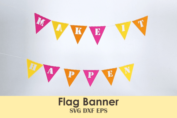 Flag Banner with Letters DIY Template: A 3D SVG Design for Versatile Branding
