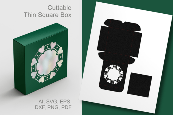 Hearts Round Window Square Favor Box 3D SVG for Crafters & Handmade Sellers