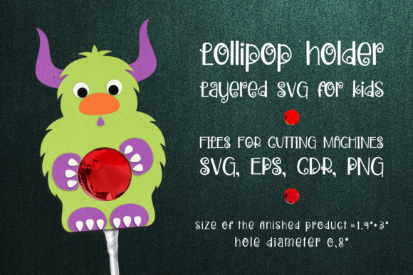 Horned Monster Lollipop Holder Template: A Playful 3D SVG for Branding and Packaging