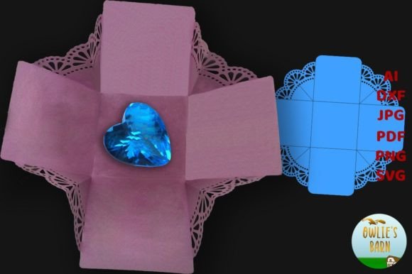 Lacy Exploding Box with Bow: A 3D SVG Gift Box with Retro Charm for Design Projects