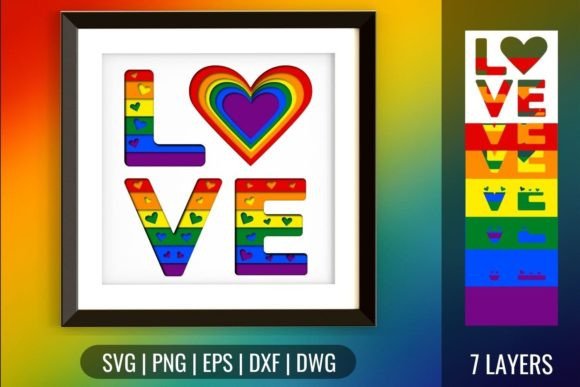 Pride Love Shadowbox SVG for 3D Design in Editorial and Web Publishing