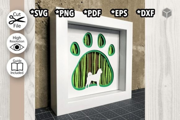 Shiba Inu Dog Bamboo Forest 3D SVG Shadow Box – A Craft Room Essential