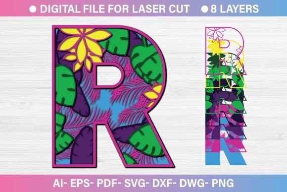 Summer Letter R Paper Cut SVG for Crafts & Graphics
