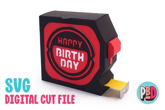 Tape Measure Treat Box Birthday: A 3D SVG Design with Thematic Charm for Craft and Party Branding